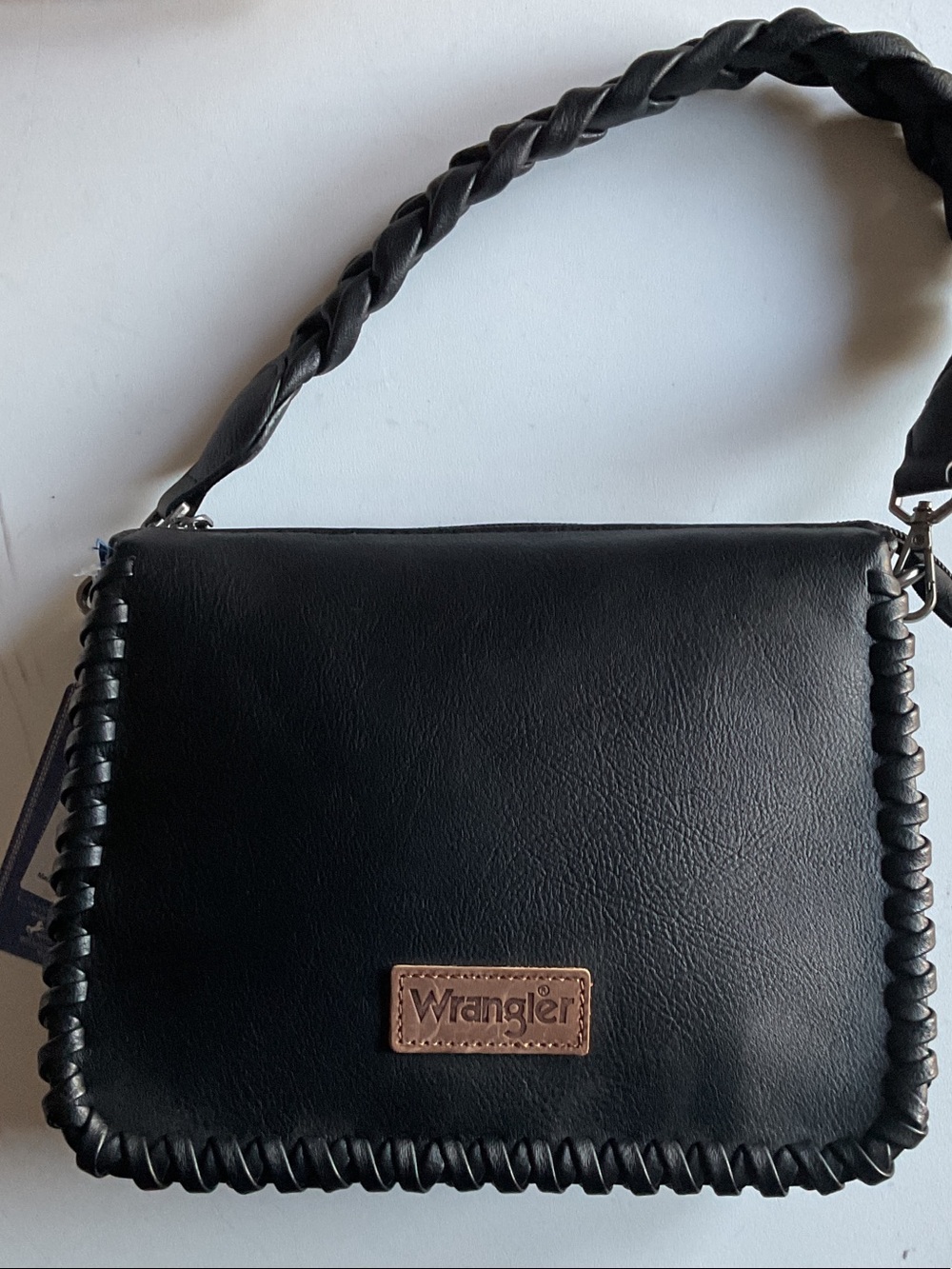 Wrangler Black Braided-Edge Shoulder Bag